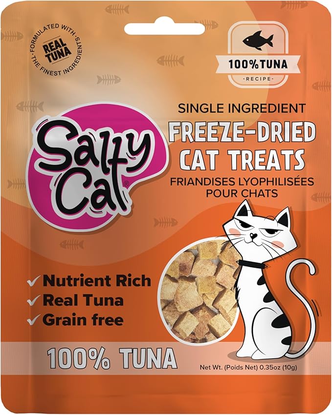 Salty Cat Natural Freeze-Dried Tuna Cat Treats, 10g Bag (12 Pack)