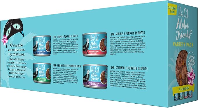Tiki Cat Aloha Friends Wet Cat Food, Variety Pack, 5.5 oz. Cans (8 Count)
