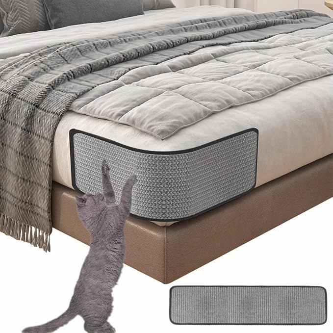 Natural Sisal Cat Scratching Pad Cat Scratch Furniture Protector Cat Scratcher Mat Sofa Bed Corner Protector Anti-Slip Cat Scratch Pads for Grinding Claws, Post Tree Ramp Cardboard (Gray-7.8 * 23.6”)