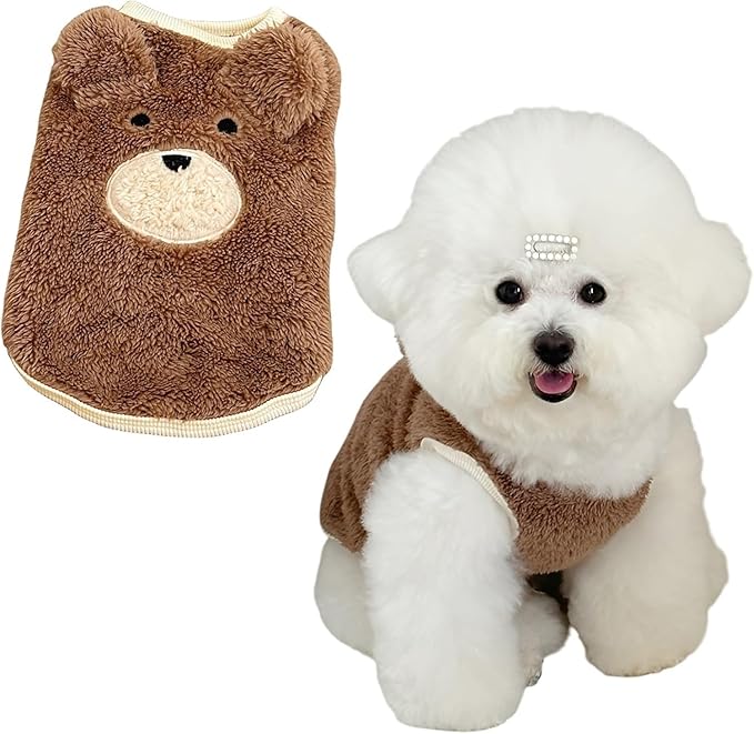 Soft Plush Dog Tank Top - Adorable Sleeveless Winter Sweater for Small/Medium Breed Puppies, Warm & Stylish Cold Weather Apparel
