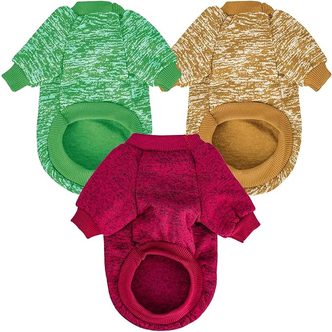 Dog Sweater, Dog Sweaters for Small Dogs, 2, 3 Pack Warm Soft Pet Clothes for Puppy, Medium Large Cat, Dogs Girl or Boy, Dog Shirt for Winter Christmas (Red+Green+Coffee, X-Large)