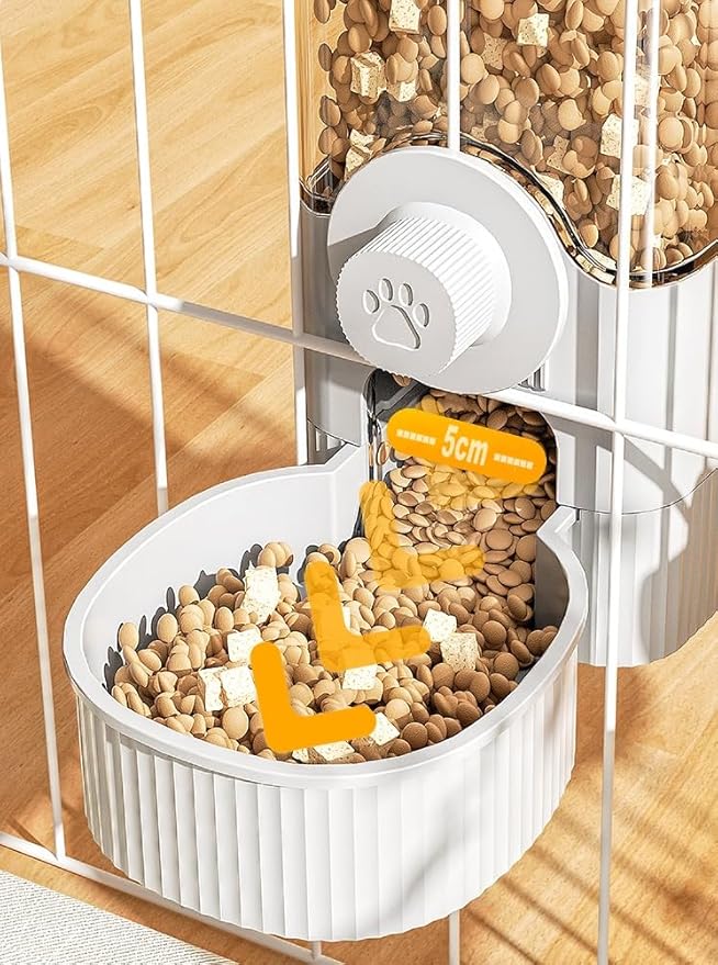 Automatic Pet Feeder and Water Dispenser Set for Small Dog Cat Puppy Rabbit (Grey)