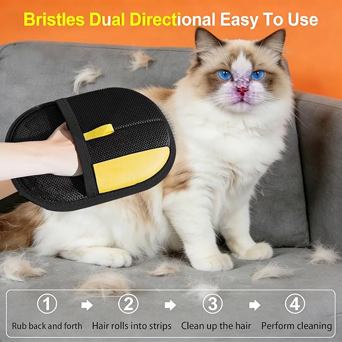 2026 Pet Hair Removal Glove for Cats & Dogs, Reusable Pet Grooming Glove, Easy Shed Hair Remover for Short Long Fur, Dog Cat Deshedding Gloves for Home Furniture Cleaning (1 Pcs)