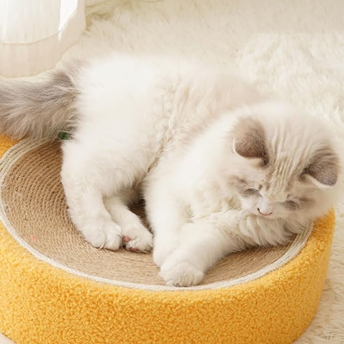 Cat Scratch Bowl, Round Sisal Hemp Durable Antiwear Space Saving Cat Scratcher Bed, Cat Scratcher Cardboard Cat Scratch Pad Bowl Nest for Indoor Cats Grinding Claw