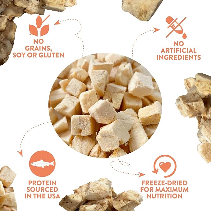 Freeze-Dried Cod Fish Dog & Cat Treats Single-Ingredient, Low-Calorie, Easily Digestible Snacks for All Life Stages & Pets with Food Sensitivities, Promote Healthy Skin/Coat (2 Ounce, COD Fish)