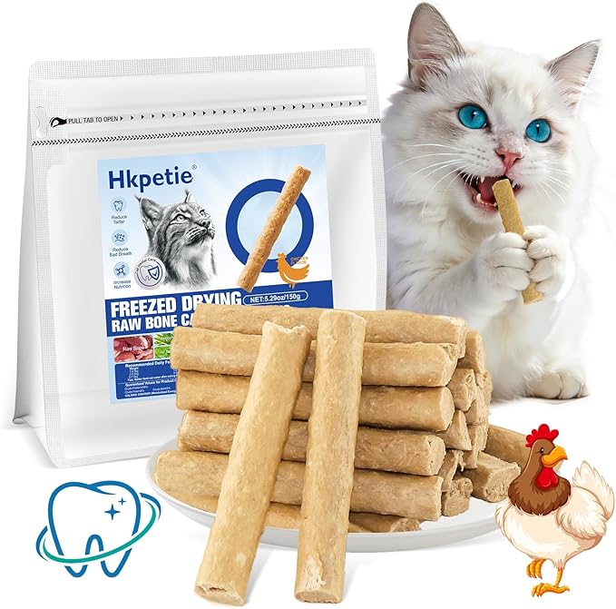 150g Freezed Dried Cat Chew Stick Chicken Flavor, Cat Dental Treats for Freshens Breath and Reduce Tartar, Feline Teething Sticks Cats Treats Snack