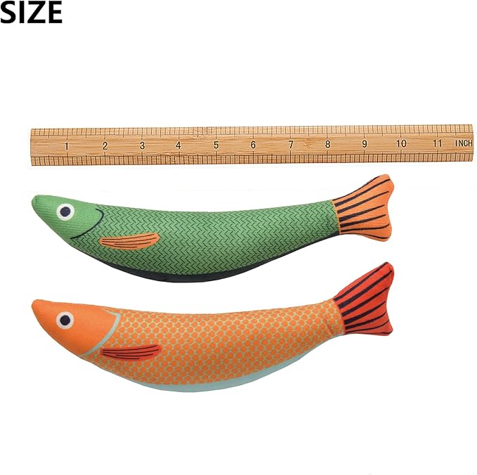 Cat Toys with Soft Chew Kicker Cat Toys for Indoor Cats & Kittens, Crinkle &Rattle Fish Sound Toy (2 Packs)