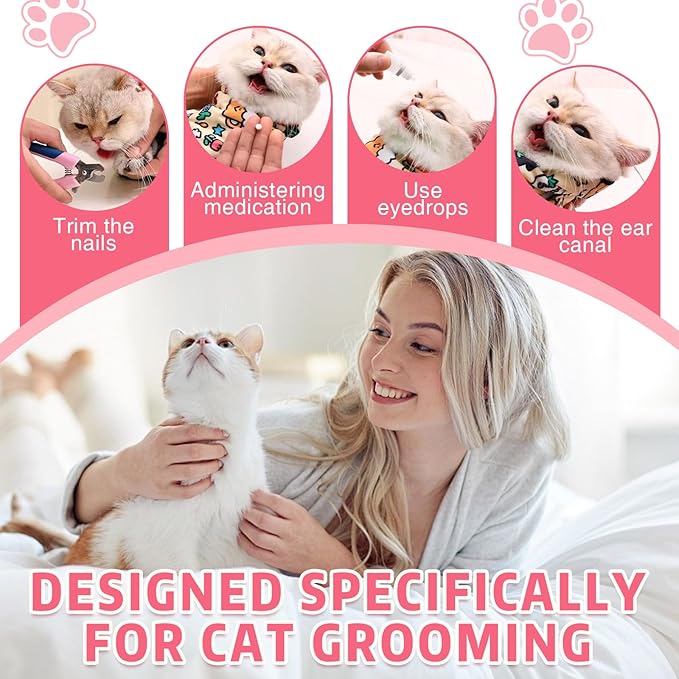 3 Pcs Cat Grooming Wrap,21in Cat Swaddle Wrap, Self Adhesive Cats Blanket for Nail Trimming