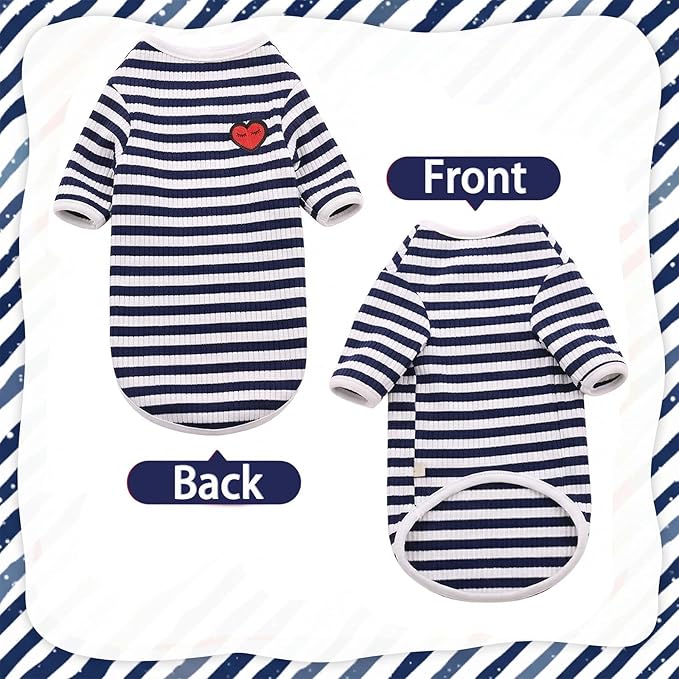 DENTRUN Hairless Cats Shirt Breathable Cat Daily Wear Clothes Stripe Vest Adorable Pajamas Jumpsuit Soft & Skin-Friendly