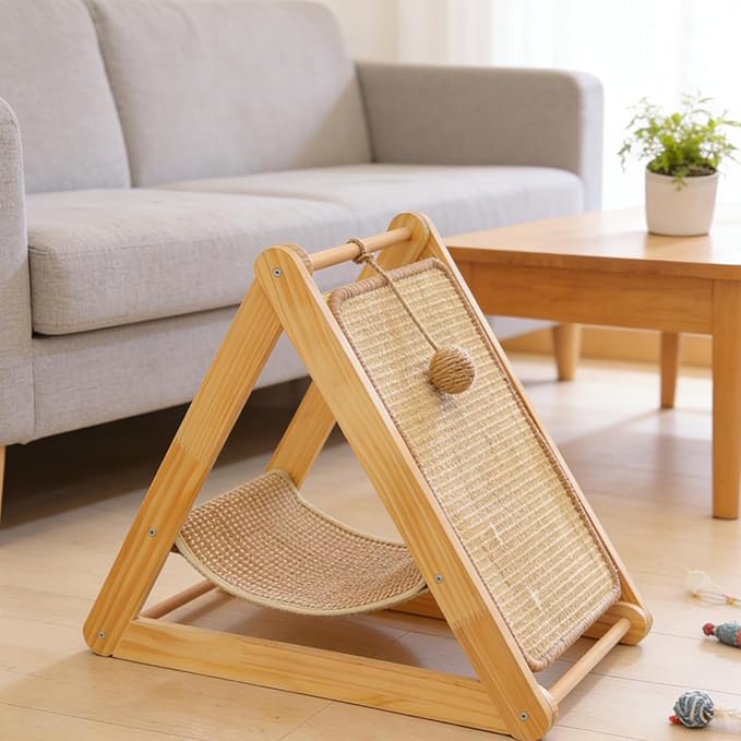 Baoblaze Cat Scratcher Bed Hammock Furniture Protector Rest and Supplies with Toy for Indoor Cats Scratch Pad