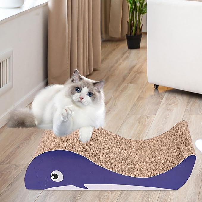 ing Pads Corrugated Scratching Couch Large Reversible Scratching Board er Cardboard for Cats Scratching, Whales, 41cmx21cmx11cm