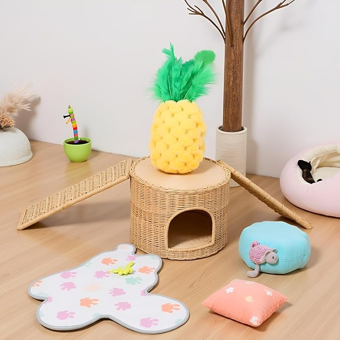 Yellow Pineapple Catnip Toy - Chew and Dental Cat Toys with Catnip, for Kittens, Adult Cats, Interactive Play and Stress Relief
