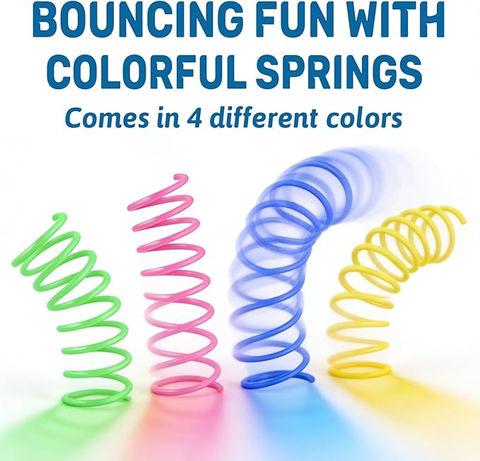 Cat Toy Springs - 80 Pack Colorful Spring Toys for Cats, Bouncy Plastic Cat Spring Toy, Interactive Springs Cat Toys & Cat Toys for Indoor Cats