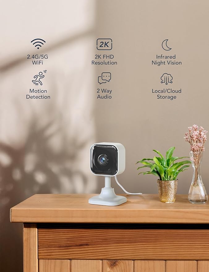 GNCC 2K Cameras for Home Security Indoor, 2.4G/5G Pet Cam with Phone App, Mini Dog Camera w/Motion Detection, 2 Way Audio, Works with Alexa, Cloud Subscription Required, Fixed View, Plug-in, 4Pack