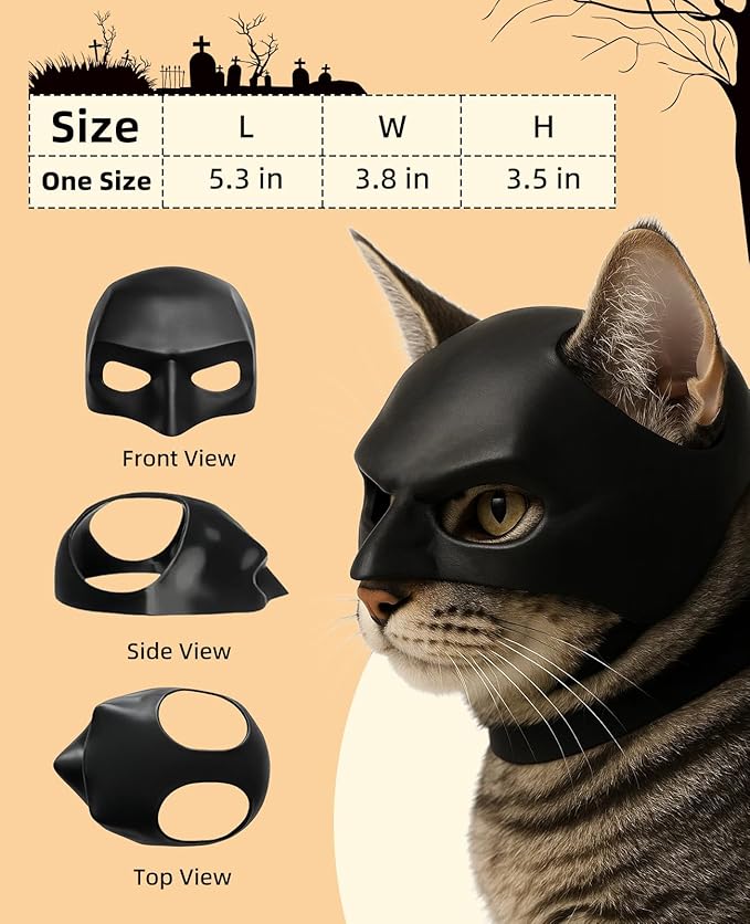 Halloween Cat Bat Wings Costume - Pet Outfits and Mask for Party Kitten Apparel for Boy Girl Funny Kitty Cosplay Dress Up Accessories
