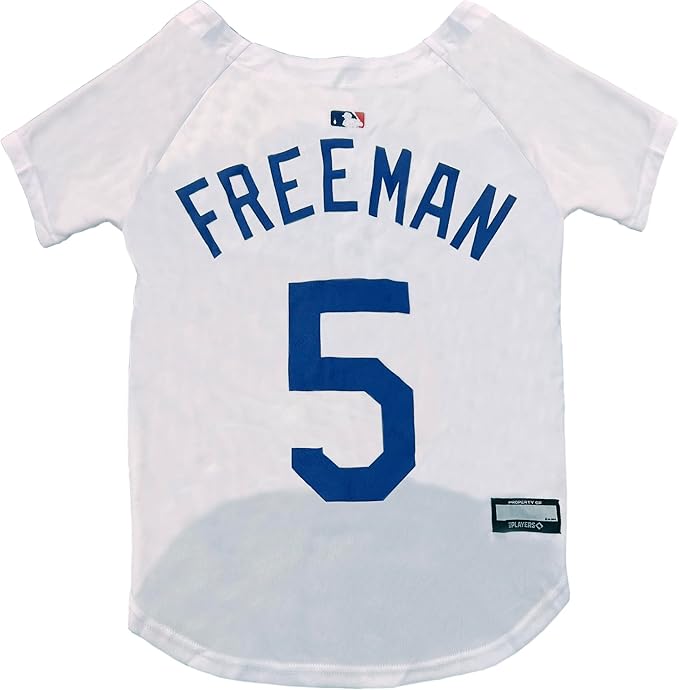 MLBPA Dog Jersey -Freddie Freeman, Frederick Charles Freeman #5 Pet Jersey - MLB LA Dodgers Mesh Cat Jersey, Medium