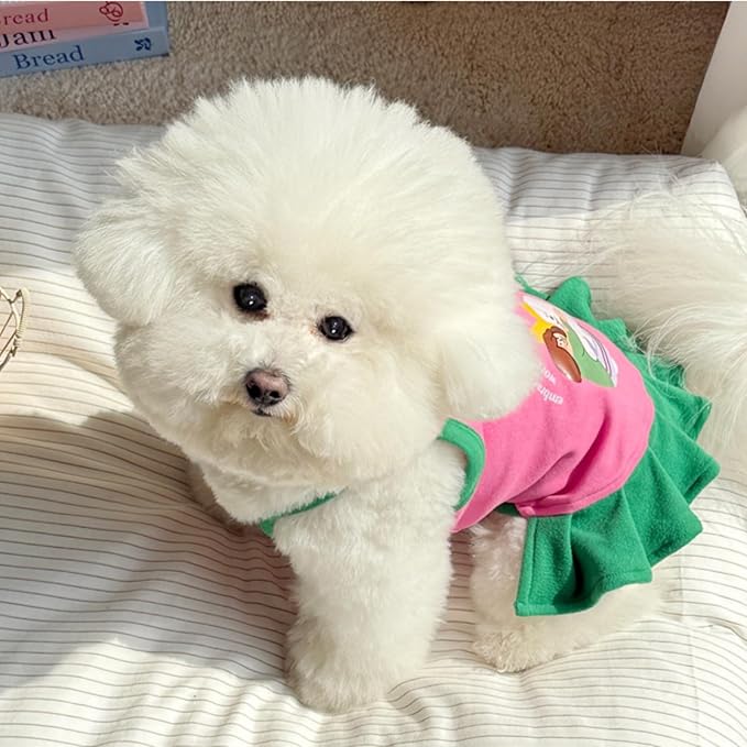 Pet Camisole Skirt Outfit for Small Dogs & Cats - Cute Spring Summer Printed Tank Top and Dress, Breathable Cat & Dog Clothing