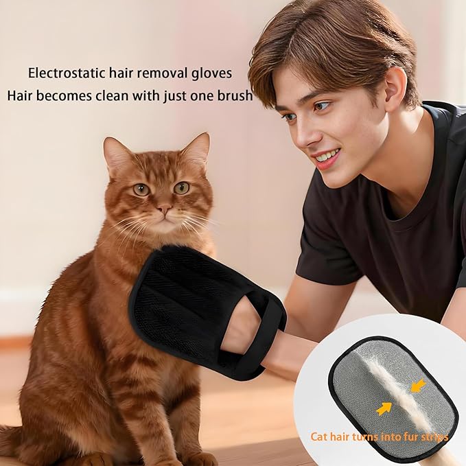 Pet Hair Remover Glove, 3PCS Upgraded 5-Finger Electrostatic Pet Hair Removal Gloves, Pet Hair Removal Tool for Laundry, Furniture, Clothes, Couch, Bed, Carpet, Car Seat