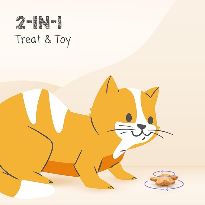 MEOWEE! Starry Spinners Cat Treat, 1.25 Ounce Bag, 2-in-1 Treat & Toy Made with Real Chicken, Chicken Liver & Catnip, Encourages Playfulness & Low Calorie