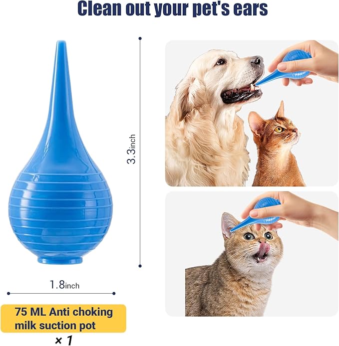 REDDOUDOU Newborn Puppy Kitten Small Animal Sterile Mucus Extractor Suction Catheter, Animal Kid Puppy Kitten Tube Feeding Kit 8 FR Red Feeding Tubes with 20ml Syringes and Bulb Aspirator