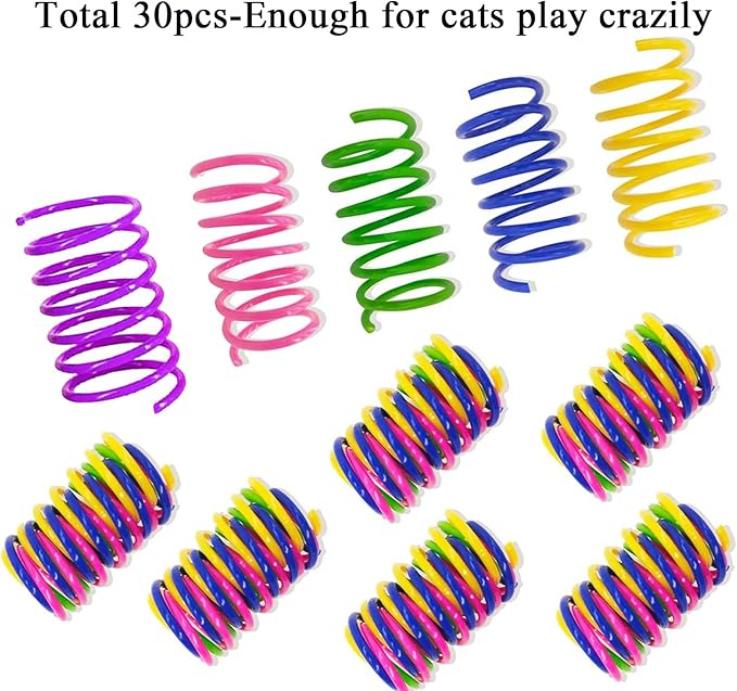 Cat Spring Toys, Bouncy Coil Kitty Cats Spiral Spring Toy for Indoor Cats Heavy Interactive Cat Toys Springy Chew Toys Springs Cat Toy for Biting Entertainment Kitten Toys (30pcs Spring Toy)