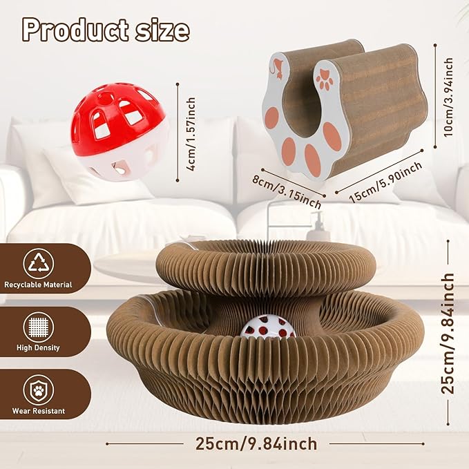 Cat Toy,Cat Scratchers for Indoor Cats,Foldable Magic Organ Cat Scratcher,Interactive Accordion Cardboard Cat Scratch Pad,Cat Toy Interactive for Indoor Cats Boredom Relief