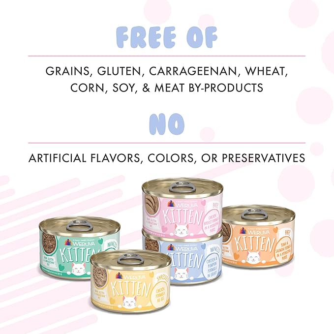 Weruva Kitten, Tuna & Salmon Formula in a Hydrating Purée 3oz Can (Pack of 12)