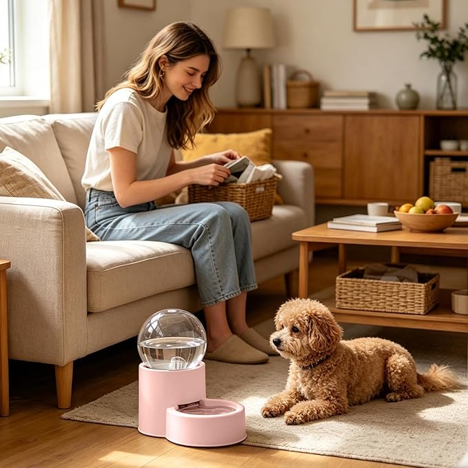 Pet Feeding Station, Automatic Water Food Dispenser, Fill Dog Bowl System Large Capacity Feeding Container for Puppy Cat Travel Weekend Trip Backyard Indoor Outdoor Use