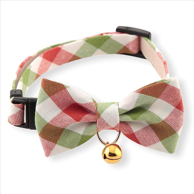 Purrfect Picnic Bow Tie Cat Collar (Red) with Bell Safety Breakaway Soft Lightweight for Cats Kitty Kitten Japanese Stylish Pattern, No.1 Seller in Japan