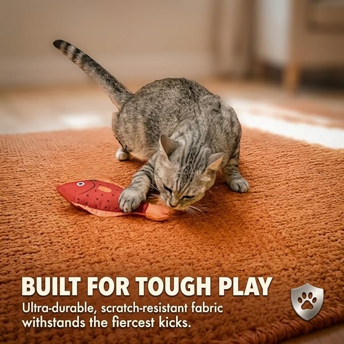 Tails & Tales Cat Toys Fish, Catnip & Crinkle Sound Plush, Bite-Resistant & Soft Interactive Toys for Indoor Cats & Kittens, Reduces Stress & Encourages Activity, Pack of 3