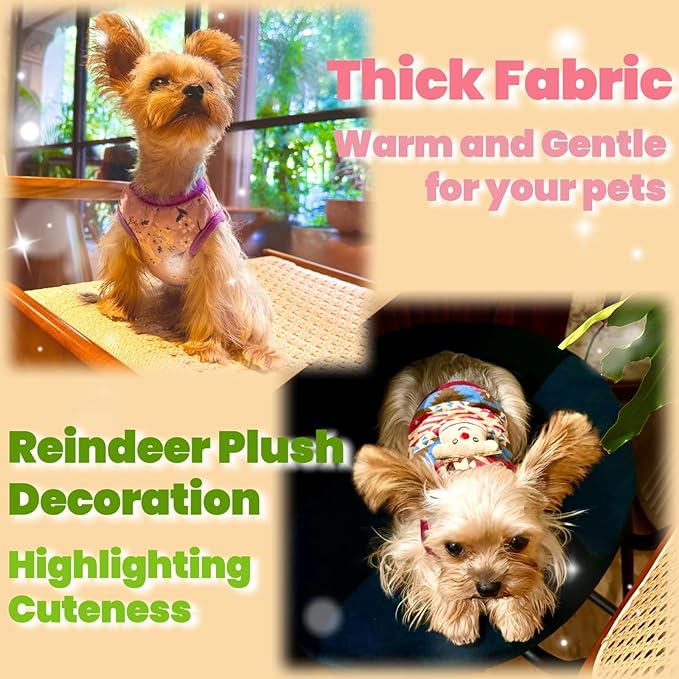 2-Piece Tiny Pet Clothes, Ultra Soft Sweater Shirts for Newborn/Teacup Cats & Dogs (e.g., Chihuahuas, Yorkies, Miniature Pinscher), Other Small Animals (Reindeer, XXXS)