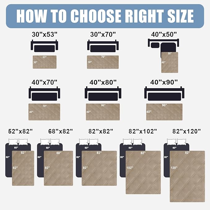 Smiry Waterproof Dog Bed Cover Blanket 40x80, Soft Reversible Pet Blanket, Washable Leakproof Cats Dogs Couch Cover for Sofa, Couch, Furniture, Taupe/Beige