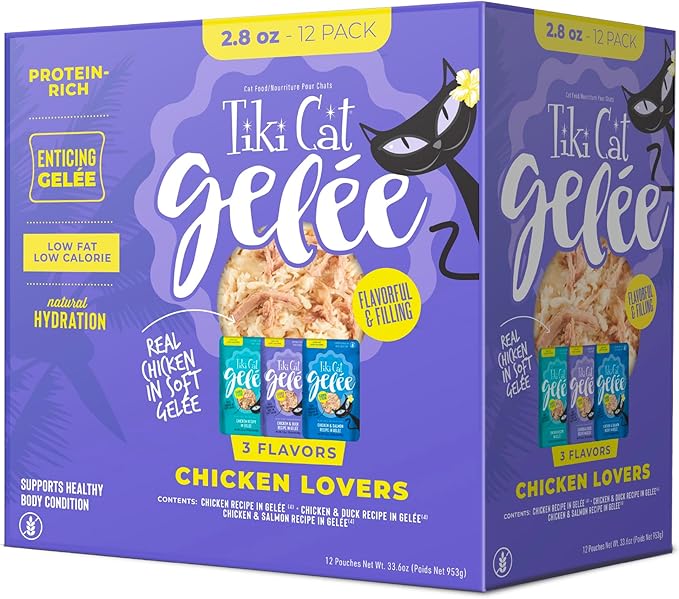 Tiki Cat Luau Lean Gelee Wet Cat Food, Variety Pack, 2.8 oz Pouch (12 Count)