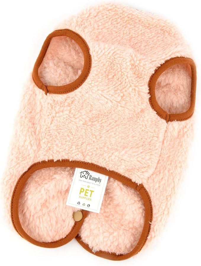 Fleece Small Dog Sweater, Solid Pet Vest with Bear Patch Elastic Soft Outfits Puppy Clothes Warm Fall Winter Apparel for Cat Chihuahua Yorkie,Beige,S