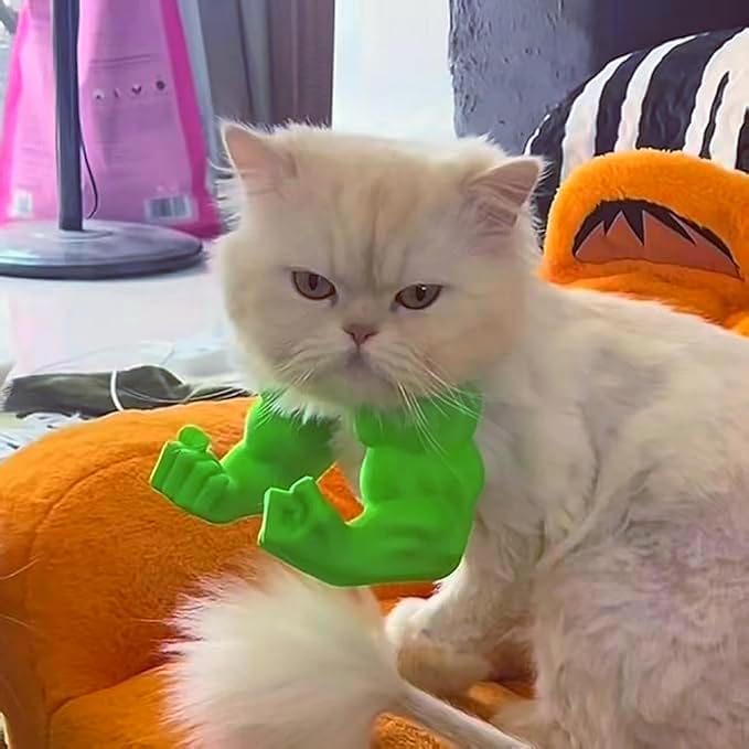 Cat Arms Muscle Arms for Cats Neck Funny 3D Printed Arm Cosplay Accessories (Green)
