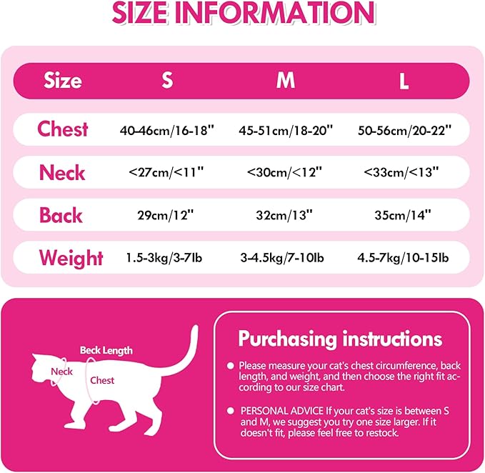 ETIAL Reflective Cat Winter Jacket, Adjustable Cold Weather Cat Clothes Outfit Apparel with Traction Buckle, Windproof Waterproof Warm Cat Vest for Walking Hiking (Pink,S)
