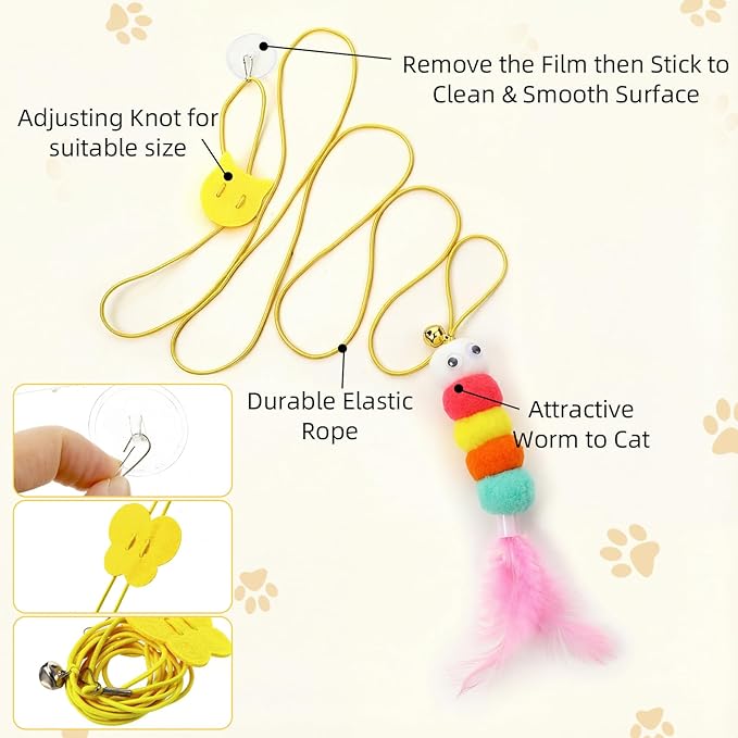 Leitee 100 Pcs Cat Storage Basket Gift Toys Set Cute Cotton Rope Basket, Fish Plush Mice Pet Bell Colorful Crinkle Balls Spring Toys Attract Cat to Swat, Hunt, Interactive for Pet(Basic,Grey,White)