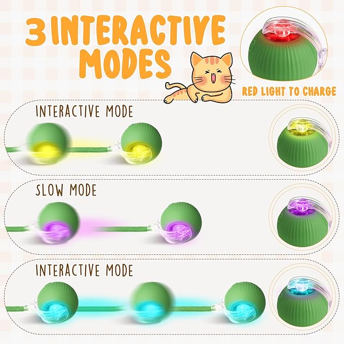 WinnerWhy 6 Pack Interactive Cat Ball Toy 360° Automatic New Interactive Rolling Ball Rechargeable Gifts for Cat Dog Lovers Indoor Exercise Electric Self Rolling Toy Large and Small Puppy Kitten Bulk