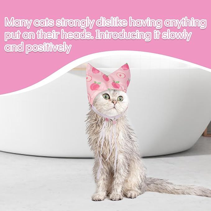 Nanaki Adjustable Cat Shower Cap-Waterproof Sphynx Shower Cap for Cats and Small Dogs Kitten Puppy, Reusable Pet Ear Protection Ear Covers for Bath Grooming Ear Drops Guard