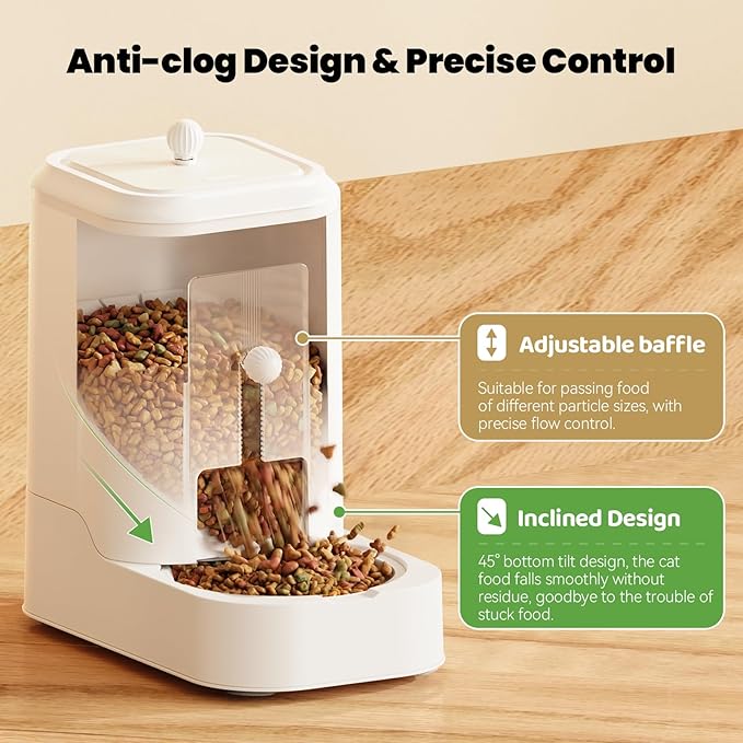 JUNSPOW Automatic Cat Feeder Dog Water Bowl Dispenser Set, Adjustable Food Dispensing & Keep Food Dry, Auto Pet Feeder and Waterer for Cats and Dogs (Bowl not Included)