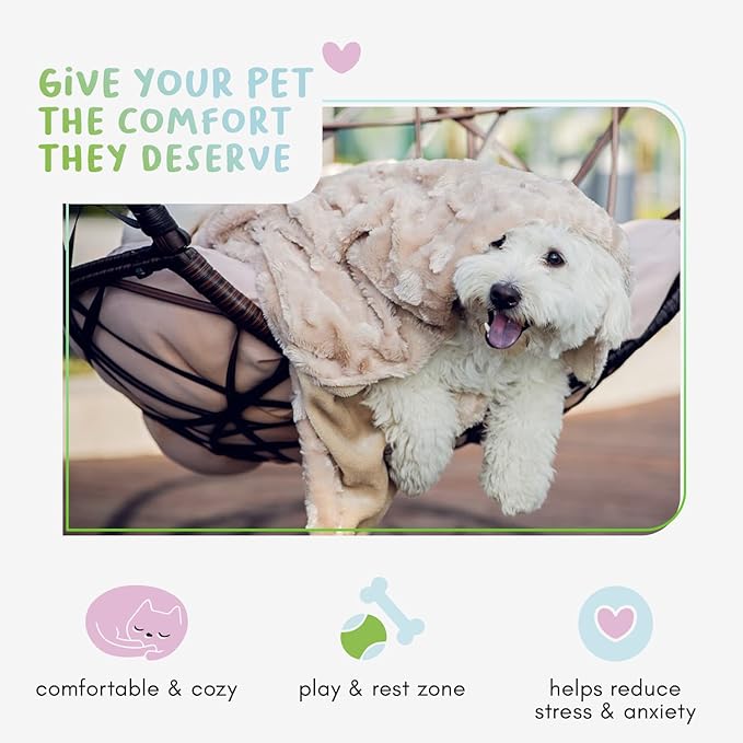 Petique The Velvet Blanky Pet Blanket, Super Soft Cat and Dog Blanket, Double Sided Plush Polyester, Cute Paw Print Design, Reversible, Machine Washable, Large Fleece Kitten and Puppy Blanket