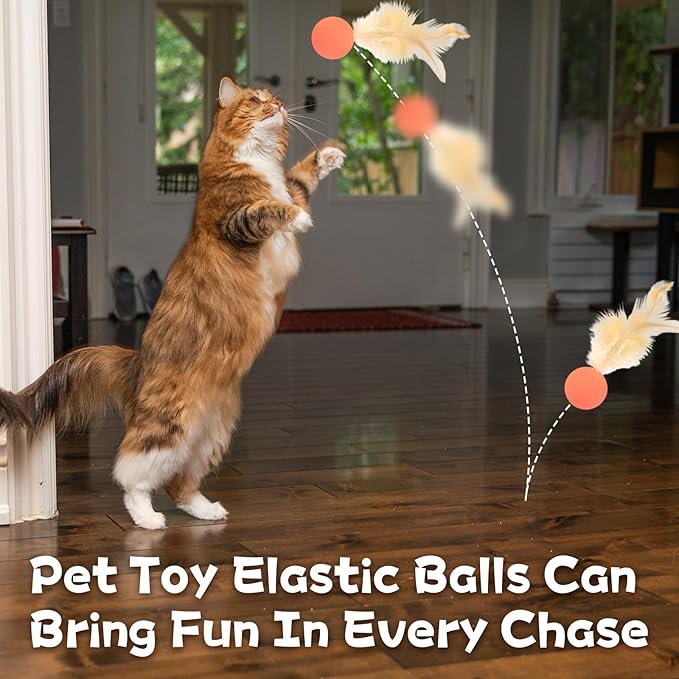 6 PCS Cardboard Cat Ball Toy with Bell & 3 PCS Cat Feather Ball Toy, Tear-resistant Interactive Cat Toy Set for Indoor Outdoor Playing Chewing Training Chasing and Exercise for Cats Stress Relief