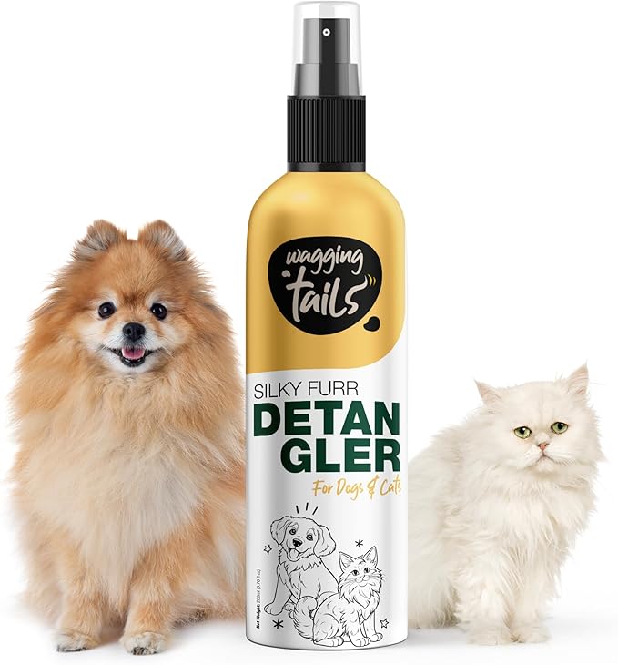 Wagging Tails Silky Furr Pet Detangler Spray for Dogs & Cats|All Coat Type|Anti-Breakage & Shine Booster|Professional Grooming Oil-Based Serum|200ml