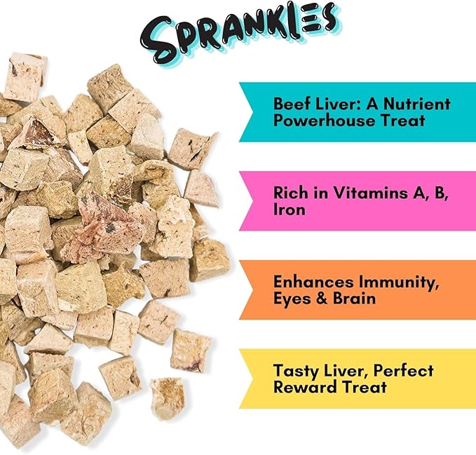 Freeze Dried Beef Liver Treats for Cats & Dogs - Single Ingredient All Natural Grain-Free, High Protein, Made in USA - Perfect for Training, Topper or Snack