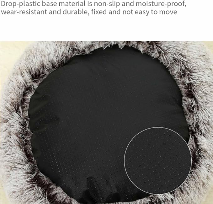 Cat Bed Round Fluffy Hooded Cat Bed Cave Puppy & Kitty,Cat Bed Round Plush Fluffy Hooded Cat Bed Cave, Cozy Cocoon Dog Bed Winter Warm Long Plush Cozy Nook Dog Bed.,19.7IN,Black