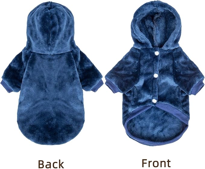 FabriCastle Dog Hoodie Sweater for Small Dogs Boy and Girl, Dog Clothes XS XXS Puppy Sweatshirt, Pet Outfit, Cat Clothing Super Soft Warm Snap On Closure (Navy, X-Large)