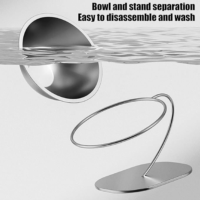 Elevated Cat Bowl, Stainless Steel, Large Capacity, Anti Tipping Design, Raised Pet Food Water Bowl, Ergonomic, Non Slip, Durable, Easy to Clean, Suitable for Cats and Small Dogs.