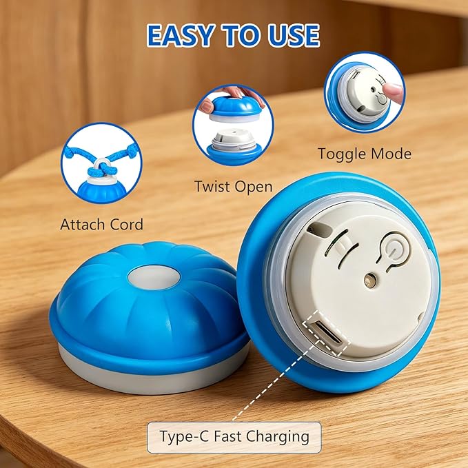 Interactive Dog Ball, 360° Self-Moving Dog Toy with LED Lights & Squeaker, Automatic Fetch Toy for Boredom & Training, USB-C Rechargeable Smart Pet Toy for Small Medium Dogs & Cats