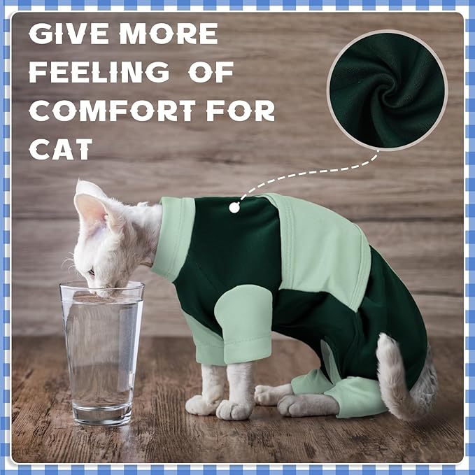 Cat Apparel for Small Cats, Adjustable Relief Vest with Zipper, Suitable for Thunderstorms, Fireworks, Separation, Travel, Anti-Anxiety Comfortable Wrap to Keep Pet Calm, Green Small