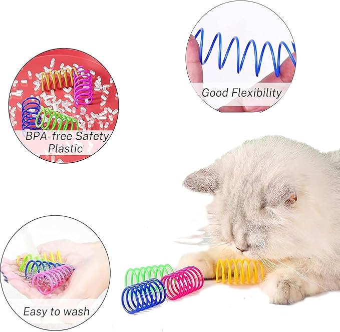 12 PCS Colorful Interactive Cat Spring Toys, BPA-Free Durable Spiral Springs for Indoor Cats, Active Play
